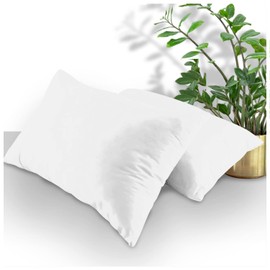 GC GAVENO CAVAILIA Premium Quality Pillow Cases 2 Pack- Non Iron Breathable Plain Dyed Bedding- 50 x 80 Soft Anti Allergy Pillowcases- White