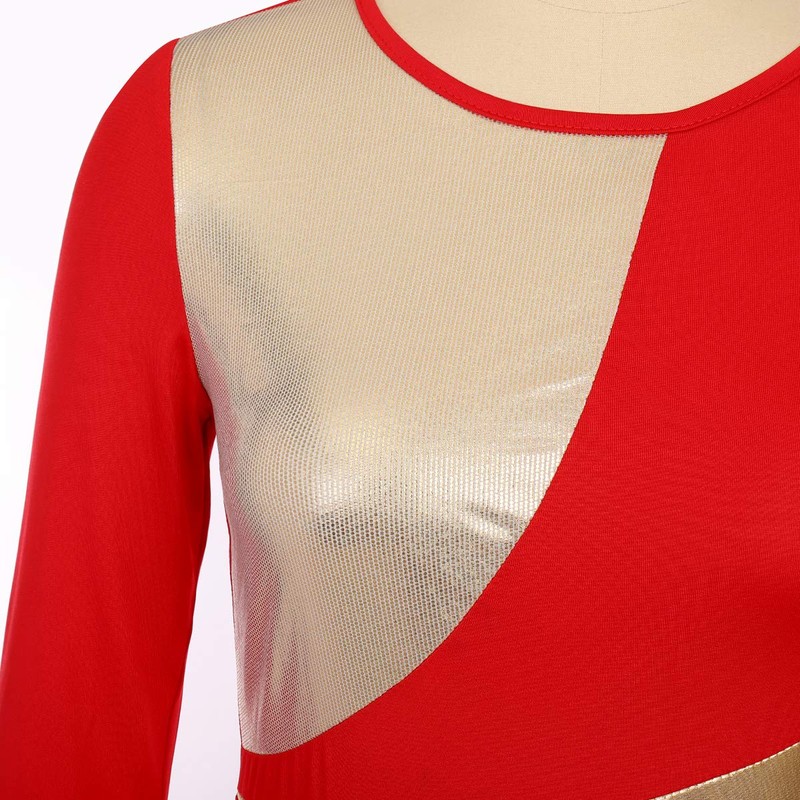 IDOPIP Metallic Praise Dance Dresses for Women Liturgical Lyrical Dancewear
