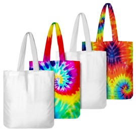 Vodolo White Bags for Tie Dye(4 PCS),Tie Dye Kits for Adults Kids Women Large Groups,Cotton Tote Bags Items Things to Tie Dye Party Supplies