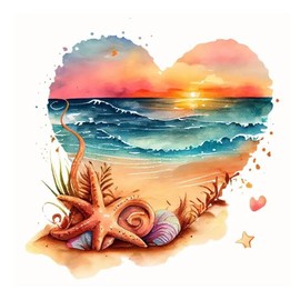 Christmas Ocean Love Starfish Beach Iron On Transfers for T-Shirts Rub on Transfers Stickers Vinyl Ready to Press Stickers Iron on Decals for T-Shirts Clothing Hoodie DIY Crafts