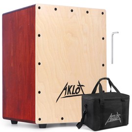 Aklot 10" Cajon Drum Compact Acoustic Jam Cajons Betula Wood Percussion Box, Internal Adjustable Snares,with Gig Bag