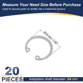 PATIKIL 20 Pcs 24mm ID Internal Retaining Rings E-Clip Snap Ring 304 Stainless Steel