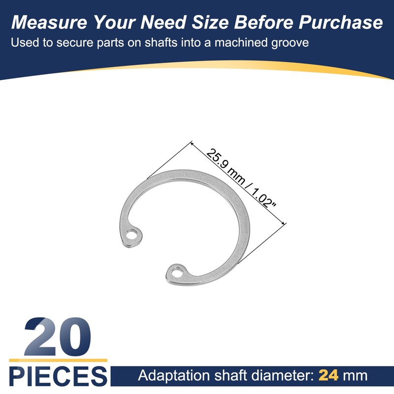 PATIKIL 20 Pcs 24mm ID Internal Retaining Rings E-Clip Snap