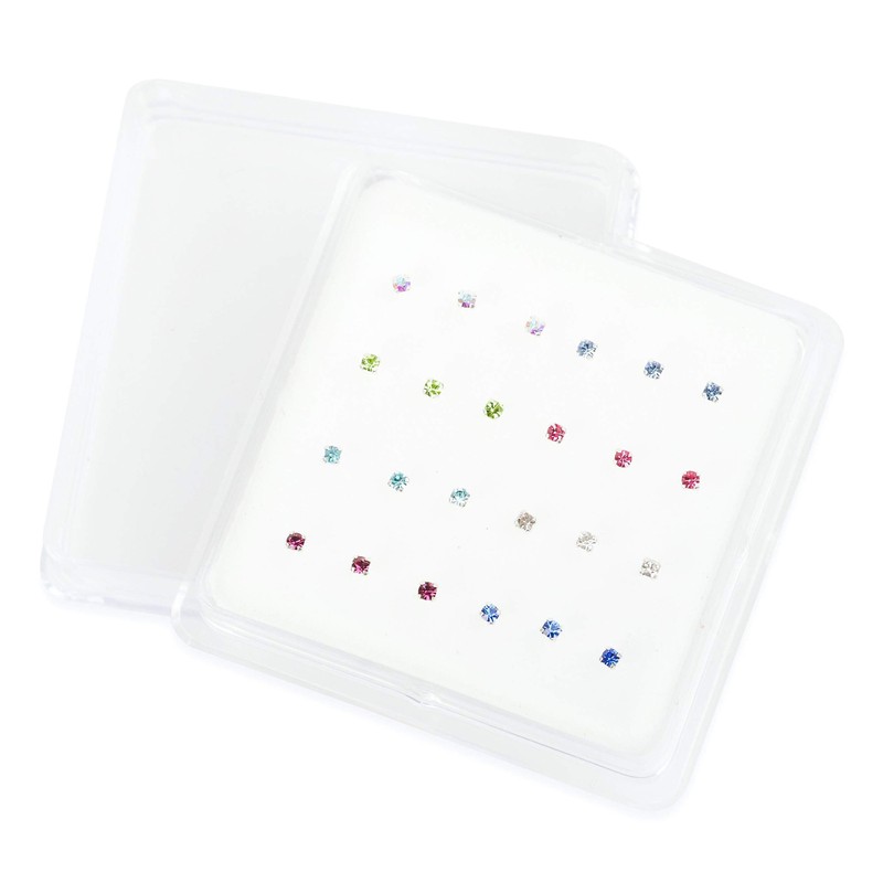 Pack of 24/8 Colour 925 Sterling Silver Claw Set Nose