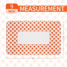 DYLIVeS Orange and White Buffalo Plaid Checkered Paper Food Trays, Rectangular Disposable Dessert Fruit Plates Appetizers Snack Hotdog Platters for Birthday, Graduation Party, 50 Pcs, 9.1" x 5.7"