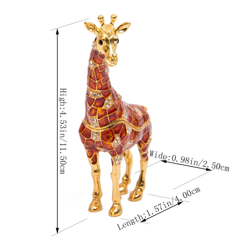 QIFU Vintage Hand Painted Giraffe Enamel Trinket Box Hinged