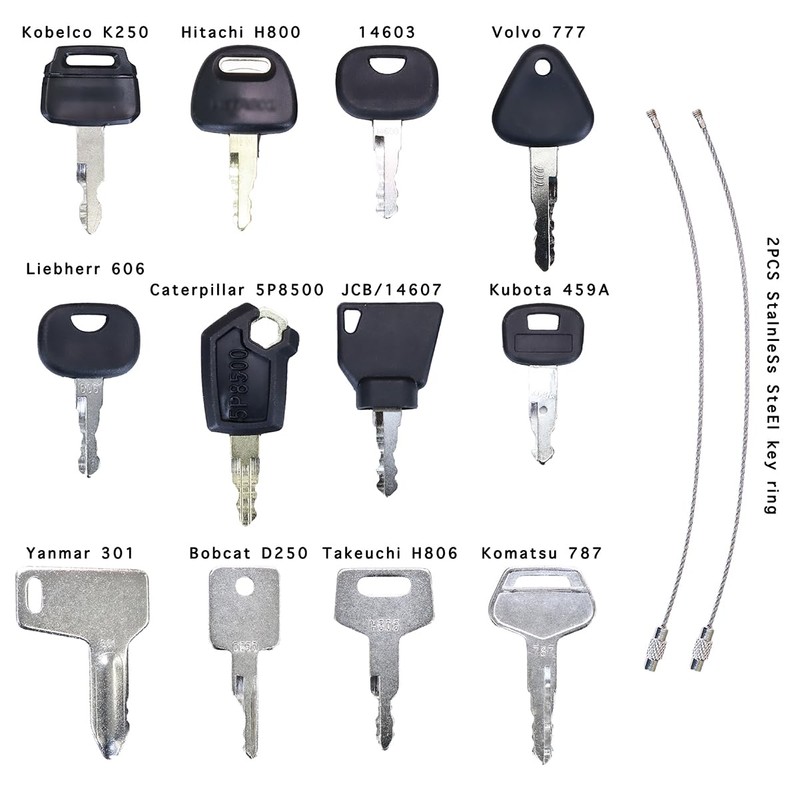 12Pcs Ignition Starter Key Set,Replacement Digger Keys Starter Switches,Suitable for