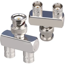 TUOLNK 2PCS BNC Male to Dual BNC Female 3-Way RF Coaxial Connector BNCY Scoop Litter Adapter for Coax Cable Security Camera BNC Male to 2BNC Female Y Triple Coax Adapter