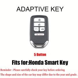 HIBEYO TPU Car Key Fob Cover for Honda Civic Fit Accord Pilot CR-V 2015-2021 with Keychains Smart Remote Car Key Case Holder Accessories for Kia Car Key 5 Buttons-Black