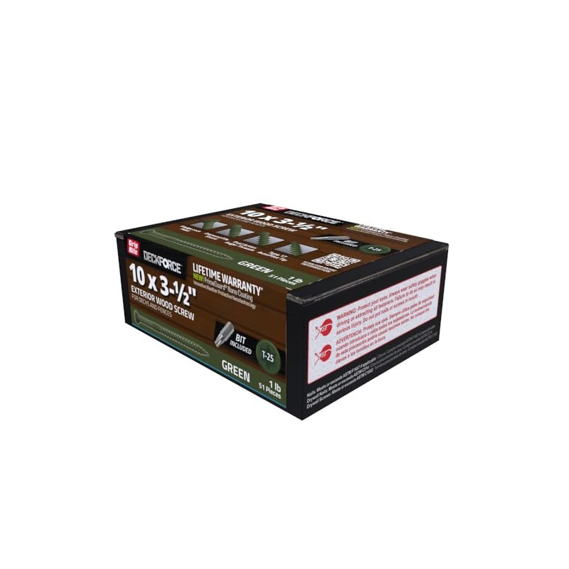 Grip-Rite GRDF312STGR1 DeckForce #10 x 3-1/2" Nano Coated Wood Screws,