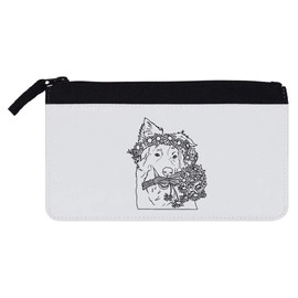 Azeeda 'Dog with Daisy Flowers' Pencil Case (PC00058133)