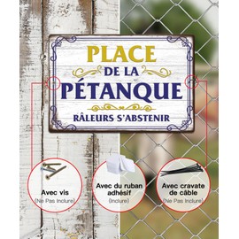 Putuo Decor Metallschild Place de la Pétanque, Vintage-Schild aus Aluminium für Garten und Terrasse, 30 x 20 cm