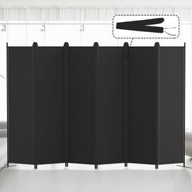 Kokorona 6 Panel Room Divider, 6FT Tall Folding Privacy Screen Wall Dividers, Portable Privacy Screen Freestanding Room Divider for Room Separation, Included - Cover Strips, Black, 120''W x 72''H