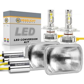 Headlight Experts LED H6054 5"x7" Dual Beam Glass Sealed Beam Plug and Play Conversion Kit for Classics
