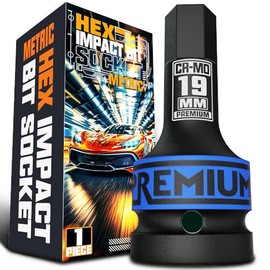 KIRXST 3/4" Impact Hex Bit Socket, H19 (19mm) Allen Key Socket, Premium CR-MO Steel, Metric 100mm Length