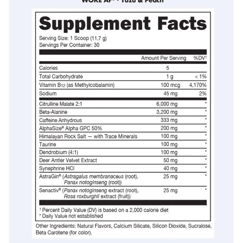 Bucked Up Woke AF High Stim Pre-Workout Powder 30 Servings