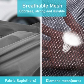 Polecasa Heavy Duty Lead-Free Diamond Shape Mesh Laundry Bag - 24x36 inches -Sturdy Large Mesh Drawstring Bag with Name Tag. Ideal Machine Washable Laundry Bag for College, Dorm, Apartment(Black)