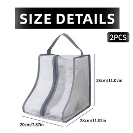LEEQ 2 x Boots for Short Storage Bag - Portable Boot Bag with Handle Dustproof and Waterproof Boots Garage Travel Shoe Bag Shoes Bag for Home, Travel, White