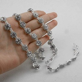 BGTXINGI 10 mm 1 Yard Crystal Rhinestone Close Diamond Chain Flower Shape Trimming Welding Claw Chain String Decorated Crystal Shell Chain for Craft Project Decorations Art Furniture