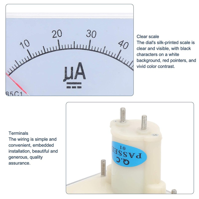 85C1 Analog Electricity Meter DC0-50UA ABS Pointer Ammeter DC 500V