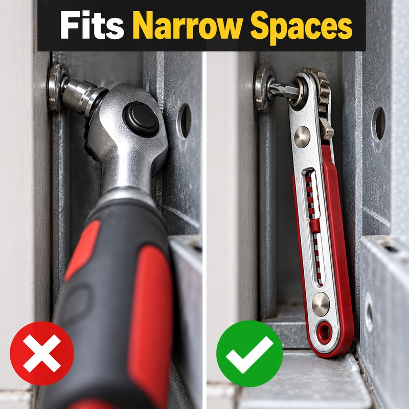 Multifunctional Reversible Ratchet Screwdriver – Bidirectional Right-Angle Phillips & Flat-Head