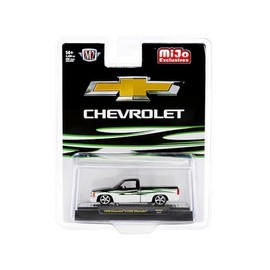 1990 Chevy C1500 Silverado Pickup Truck Black and White with Graphics Limited Edition to 4400 Pieces Worldwide 1/64 Diecast Model Car by M2 31500-MJS63