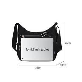 NOTAG Umhängetasche Damen, Leichte Mehrfach-Taschen Schultertasche Wasserdicht Sportliche Umhängetasche Multifunktionale Nylon Handtasche (Schwarz)