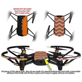Skin Decal Wrap 2 Pack for DJI Ryze Tello Drone Ripped Colors Black Orange Drone NOT Included