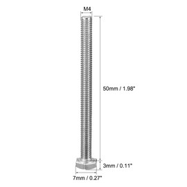 uxcell M4x50mm Hex Bolts 304 Stainless Steel Hexagon Screw Bolt 10pcs