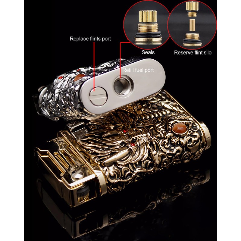 Dragon Lighter, Cool Antique Candle Lighters, Reusable Grinding Wheel Oil