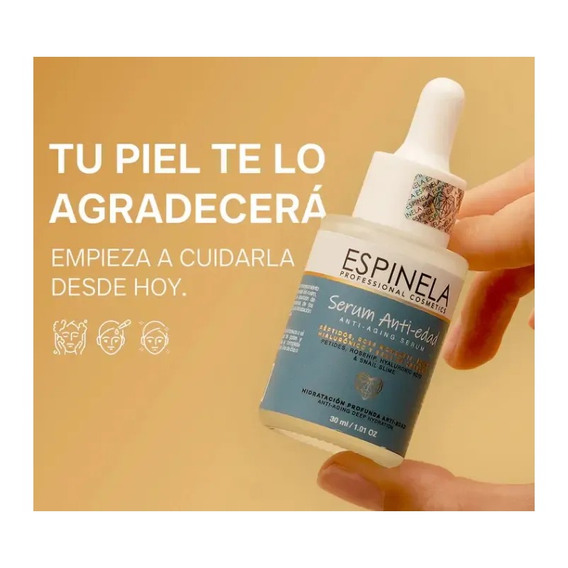 Suero Facial Espinela Antiedad con Ácido Hialurónico para Todo Tipo
