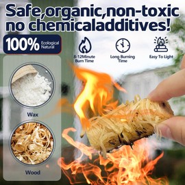 Fire Starter 150Pcs - Extra Long 12min Natural Fire Starters for Grill, Fireplace, Camping & Survival Kit | Waterproof, Odorless, Safe for BBQ/Pizza Oven/Chimney (Indoor & Outdoor)