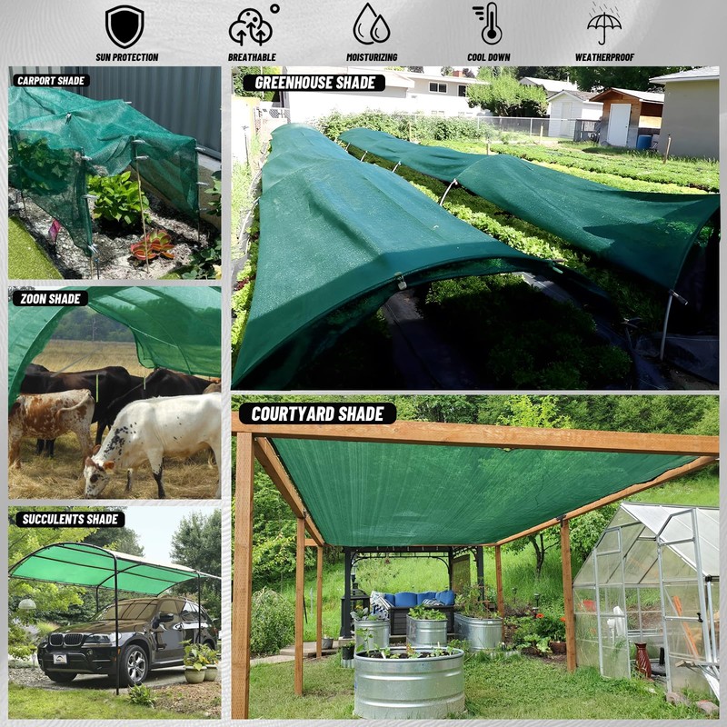 Cool Area 70% Sun Shade Cloth Mesh Tarp with Grommets