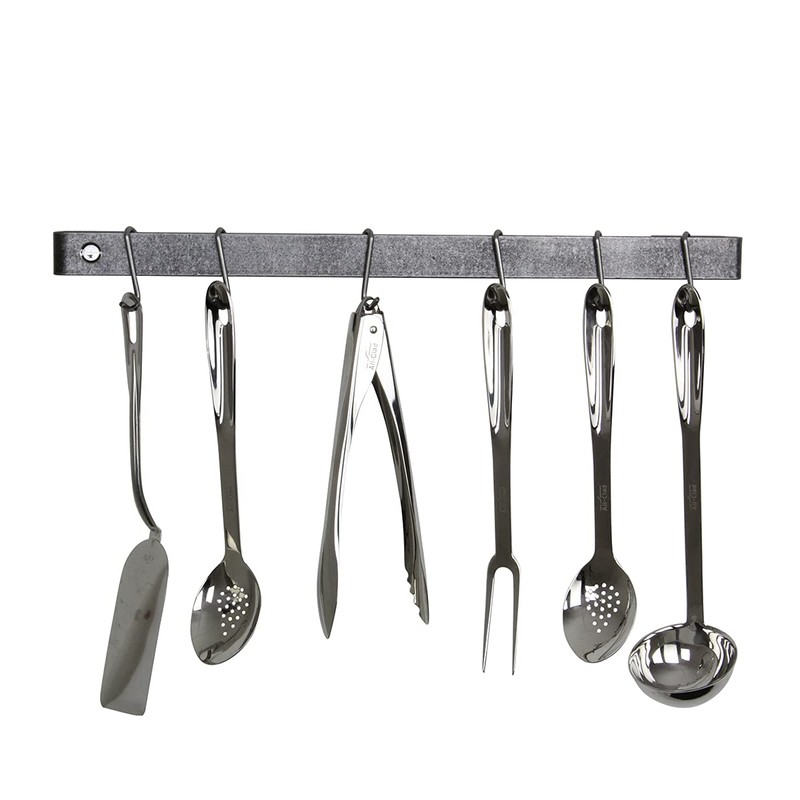Enclume Premier 30-Inch Utensil Bar Wall Pot Rack, Hammered Steel