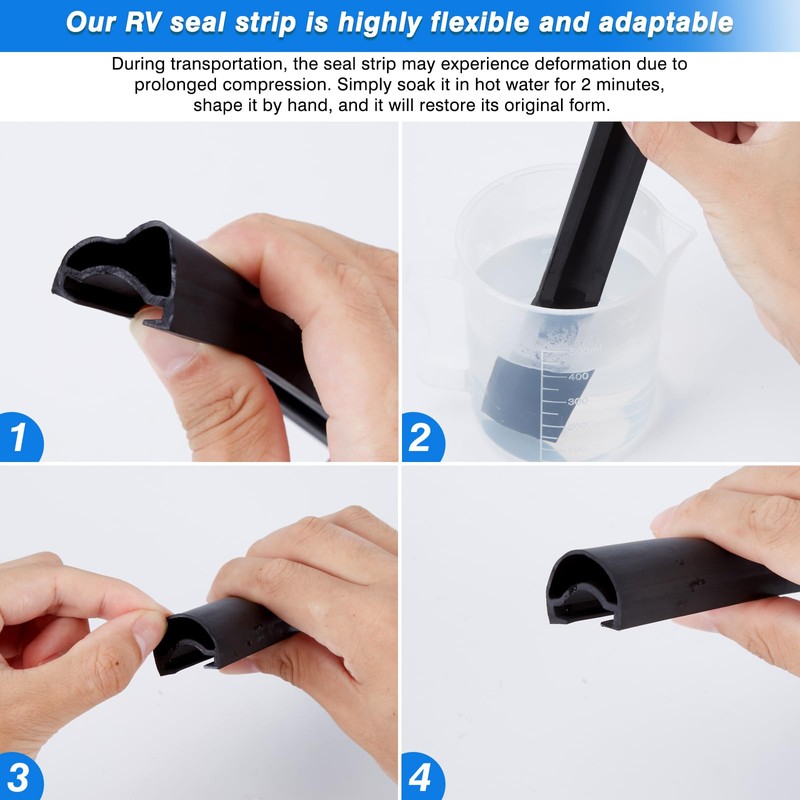 Maypott 35FT RV Slide-Out Seal D-Shaped Black Weather Stripping for