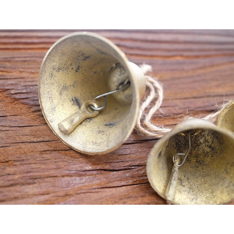 Brass Rustic Hanging Bells for Door Knob Decoration, Home Garden