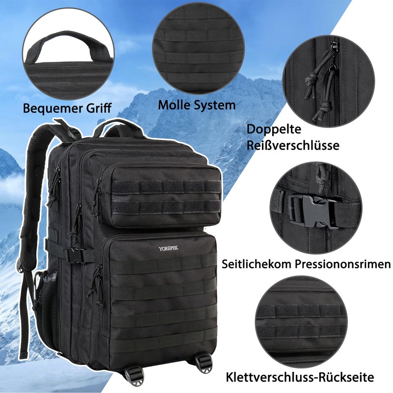 YOREPEK Large Army Backpack Men's 45 L Military Backpack, Tactical