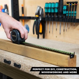 StealthMounts 5m Tape Measure with Bench Belts – Heavy Duty Measuring Tape with Belt Clip & Tool Mounting System for Workshop Organisation