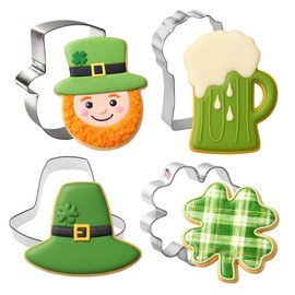 Foose Cookie Cutters St Patricks Day Cookie Cutter 4 Pc Set with Recipe Card, Made in USA