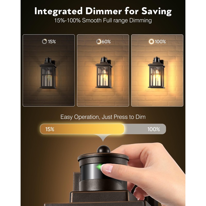 OPAXIS Distance-Adjustable Motion Sensor Outdoor Lights, Oil Rubbed Bronze Wall
