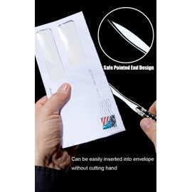 Pack of 2 Letter Openers, Photway Letter Opener, 16 cm, Elegant Metal Letter Opener, Robust and Durable, Scientific Design, Comfortable to Hold for Fun, Paper Cutting (Silver, Black)