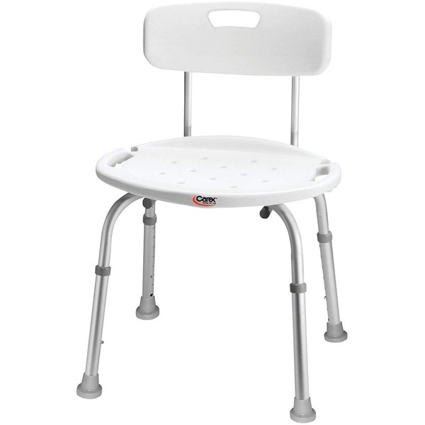 Carex Bath Chair and Shower Chair with Back - Shower Seat for Elderly, Handicap, and Disabled, 350lbs, Easy Assembly, White