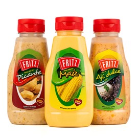 FRITZ Corn Sauce Hot Sauce Sweet Chili (240 g) Especially Ideal for your meals, Hot Dogs, Burgers, Sandwiches - Enhances Flavors and Adds a Spicy Kick (3 Pack)