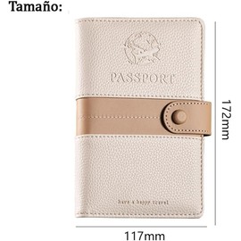 Lumbor37 Funda para Pasaporte, Cartera con Bloqueo Rfid Caja de Tarjeta de Visita Bolsa de Almacenamiento de Documentos de Viaj (Beige)