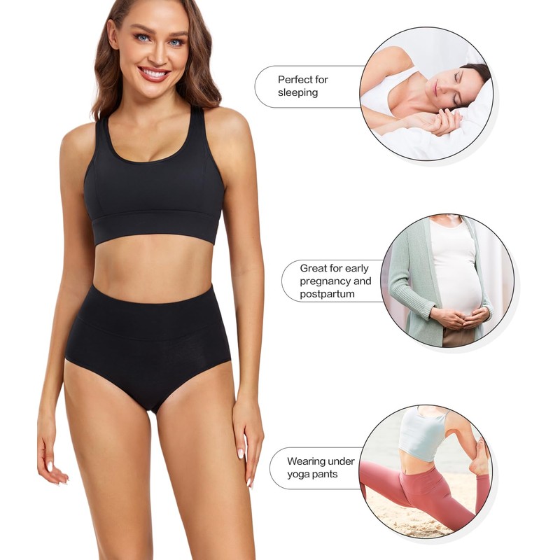 wirarpa Women's Cotton Underwear High Waisted Ladies Panties Full Coverage