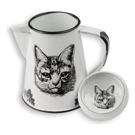 Esmalte Morillas Cafetera De Peltre Con Diseño Mexicano 16oz