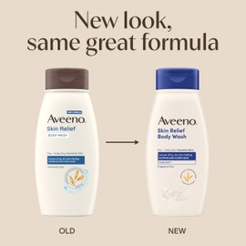 Aveeno Skin Relief Body Wash, Fragrance-Free with Triple Oat complex, Gentle Daily Cleanser for Sensitive Skin Leaves Itchy, Dry Skin Feeling Soothed & Moisturized, Soap-Free, 18 fl. oz