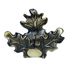 Januel Oak Leaves Boar Trophy Decor - Tooth and Boar Stoneware on Badge - Large Model - Screw Fixing - Screws Included