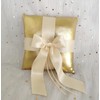 Uwedding Gold Wedding Ring Pillow Cushion Bearer with Champagne Ribbon