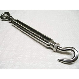 Merriway BH06893 Stainless Steel 316 A4 Marine Grade Turnbuckle Wire Tensioner Eye & Eye M5 (3/16 inch)